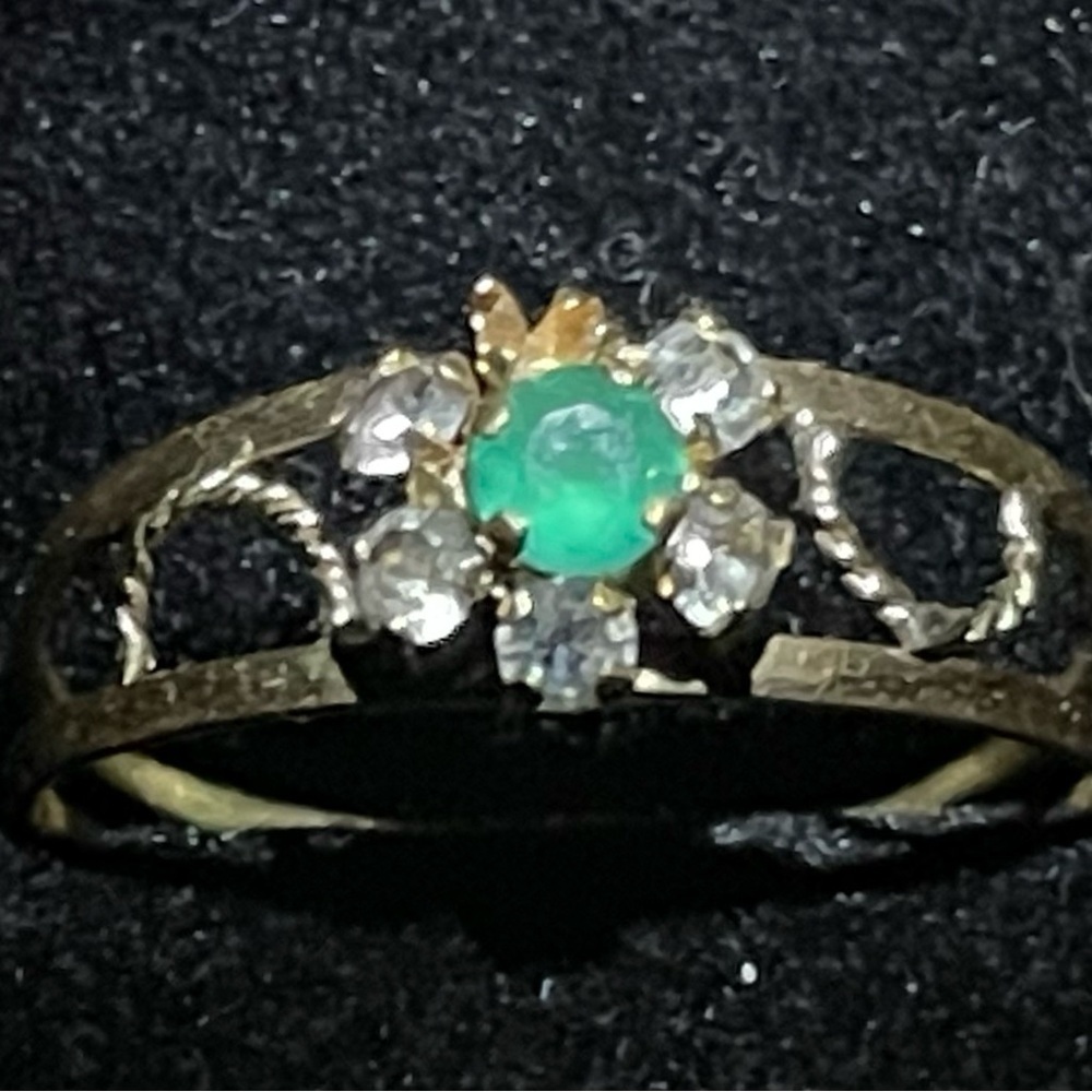 Natural Paraiba Tourmaline Ring Non Standard 16.18K Gold Ring Sz.5
